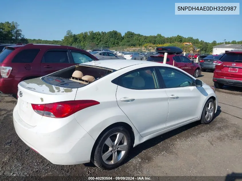 2013 Hyundai Elantra Gls VIN: 5NPDH4AE0DH320987 Lot: 40293504