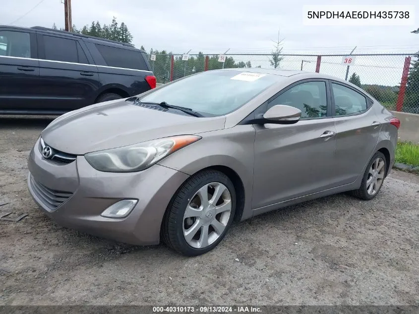 2013 Hyundai Elantra Limited VIN: 5NPDH4AE6DH435738 Lot: 40310173