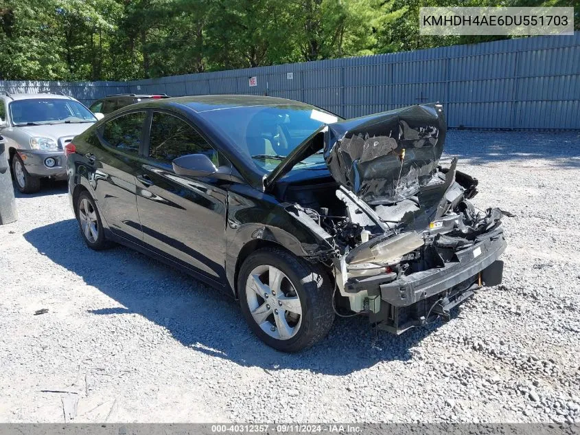 2013 Hyundai Elantra Gls VIN: KMHDH4AE6DU551703 Lot: 40312357