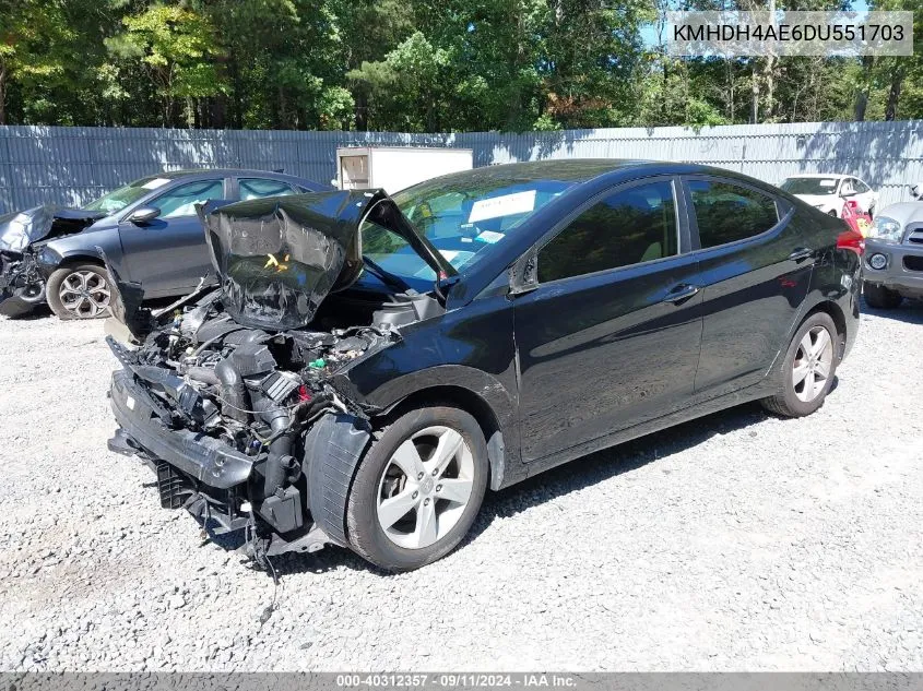 2013 Hyundai Elantra Gls VIN: KMHDH4AE6DU551703 Lot: 40312357