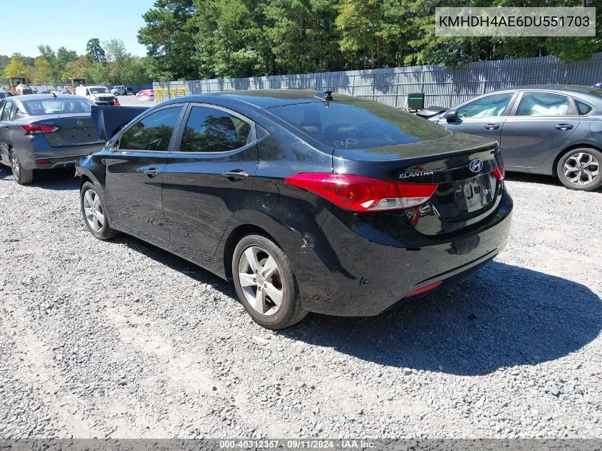 2013 Hyundai Elantra Gls VIN: KMHDH4AE6DU551703 Lot: 40312357