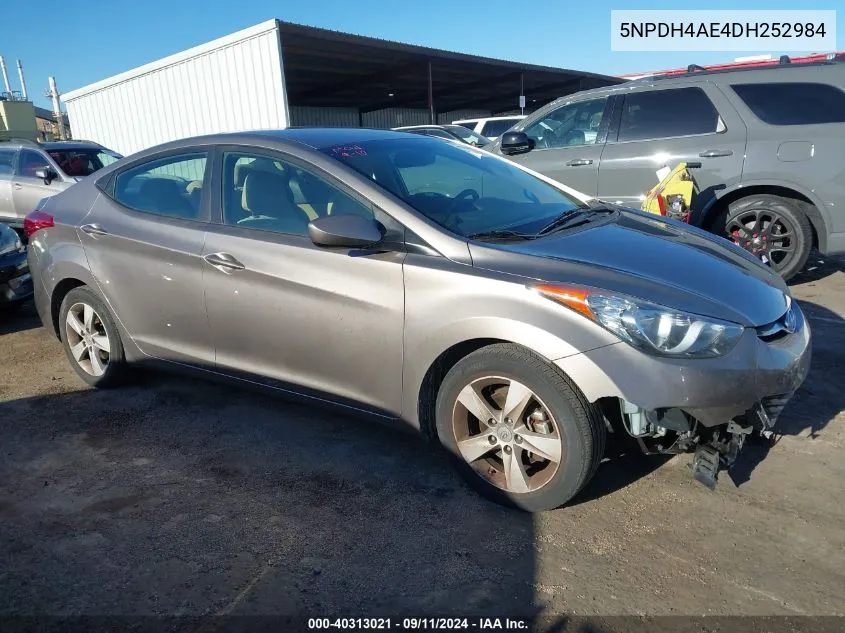 2013 Hyundai Elantra Gls VIN: 5NPDH4AE4DH252984 Lot: 40313021