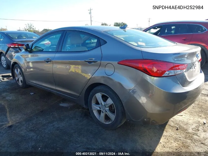 2013 Hyundai Elantra Gls VIN: 5NPDH4AE4DH252984 Lot: 40313021