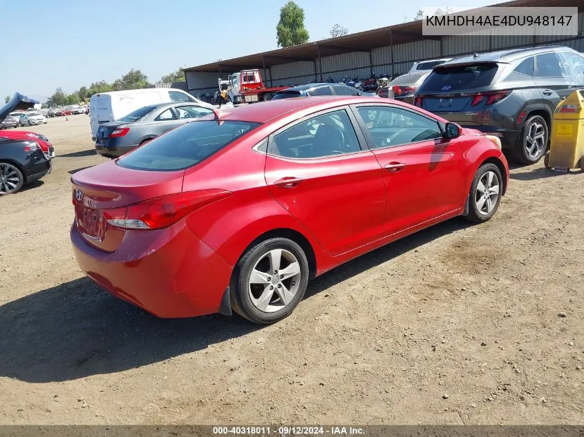 2013 Hyundai Elantra Gls/Limited VIN: KMHDH4AE4DU948147 Lot: 40318011