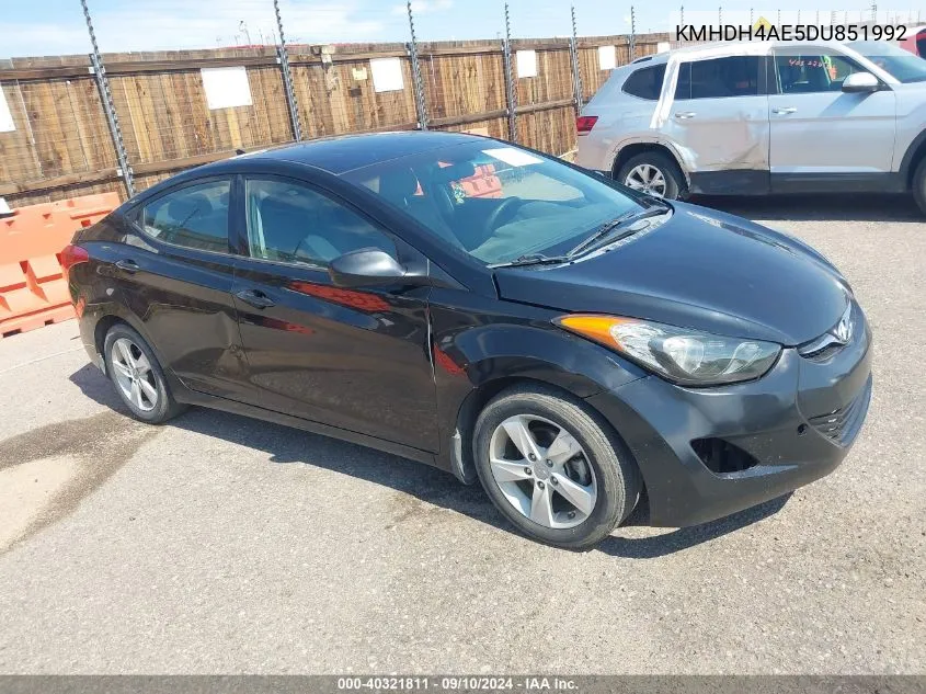 KMHDH4AE5DU851992 2013 Hyundai Elantra Gls