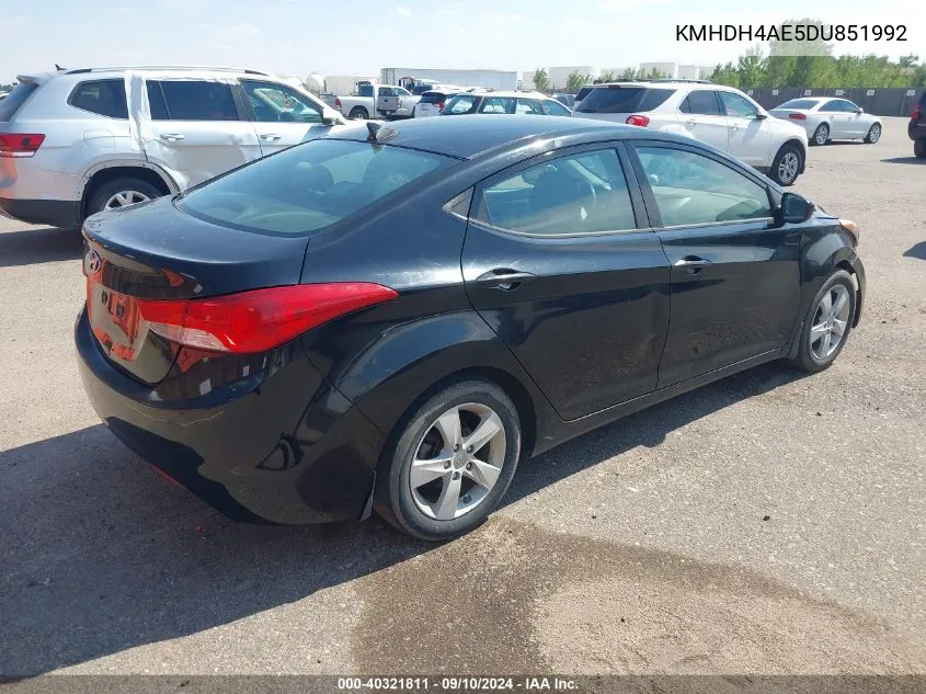 2013 Hyundai Elantra Gls VIN: KMHDH4AE5DU851992 Lot: 40321811