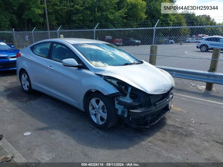 2013 Hyundai Elantra Gls VIN: 5NPDH4AE3DH259344 Lot: 40326116