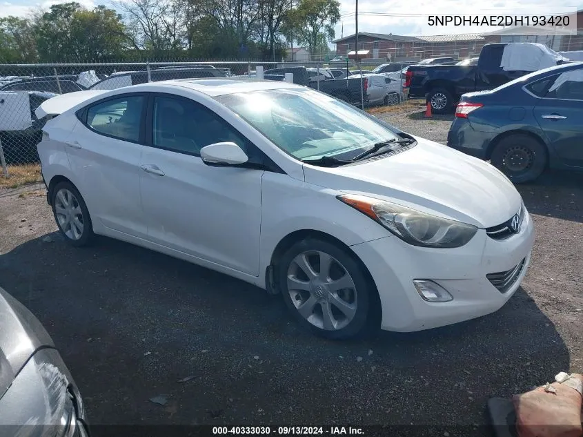 5NPDH4AE2DH193420 2013 Hyundai Elantra Limited