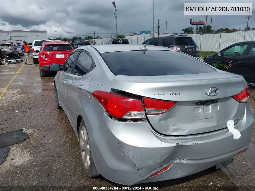 2013 Hyundai Elantra Gls/Limited VIN: KMHDH4AE2DU781030 Lot: 40334784