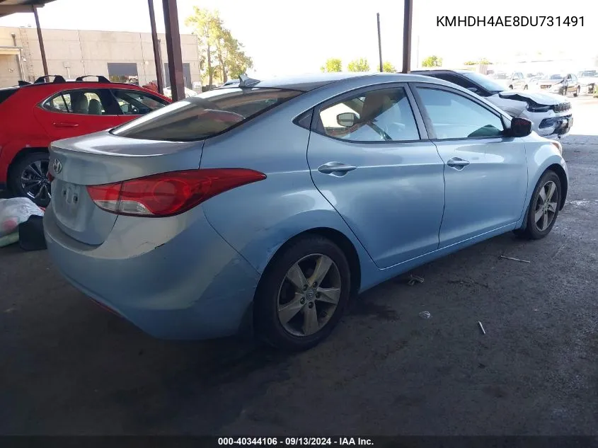 2013 Hyundai Elantra Gls/Limited VIN: KMHDH4AE8DU731491 Lot: 40344106