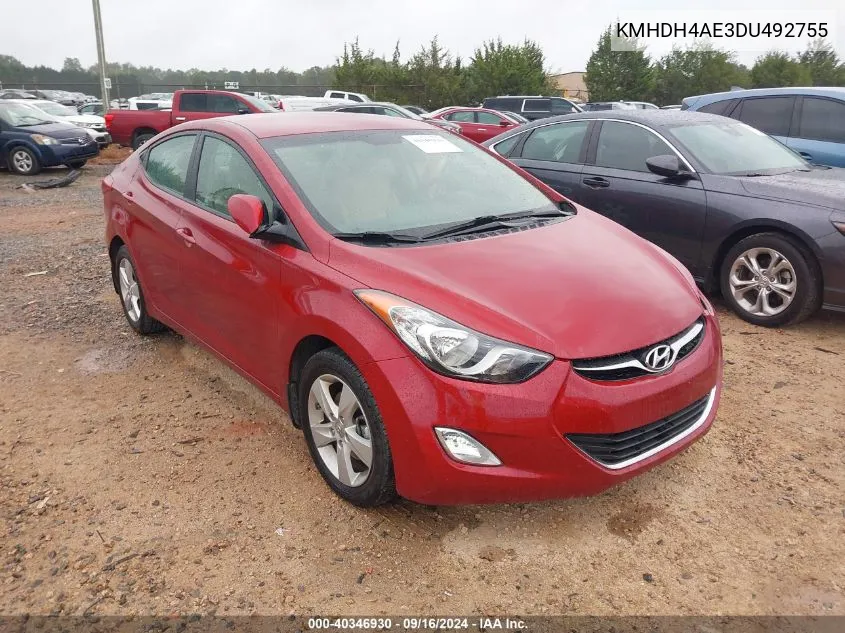 2013 Hyundai Elantra Gls VIN: KMHDH4AE3DU492755 Lot: 40346930