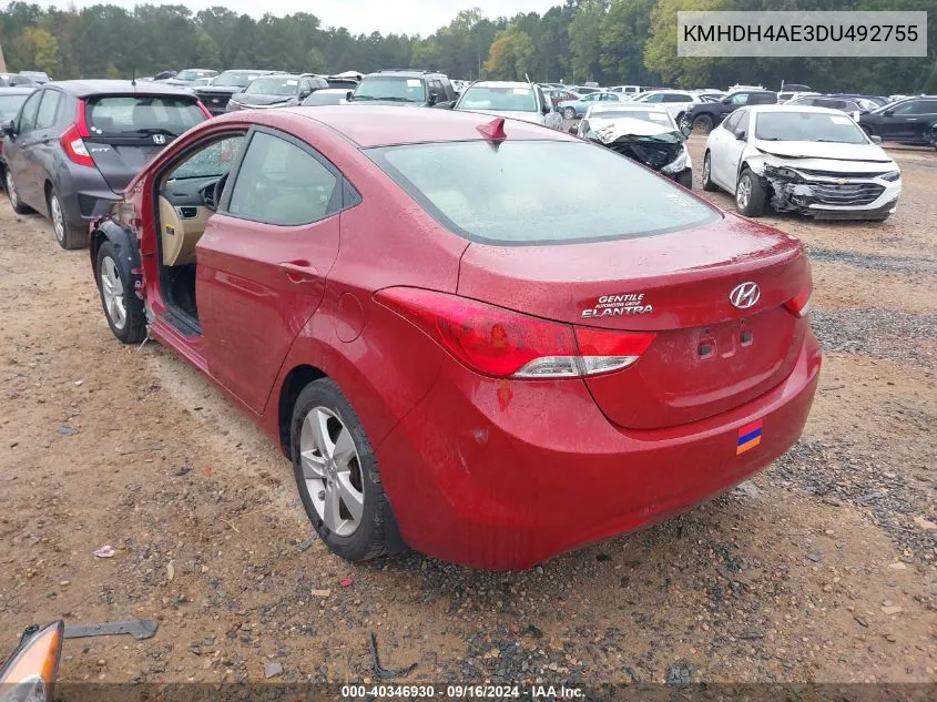 2013 Hyundai Elantra Gls VIN: KMHDH4AE3DU492755 Lot: 40346930