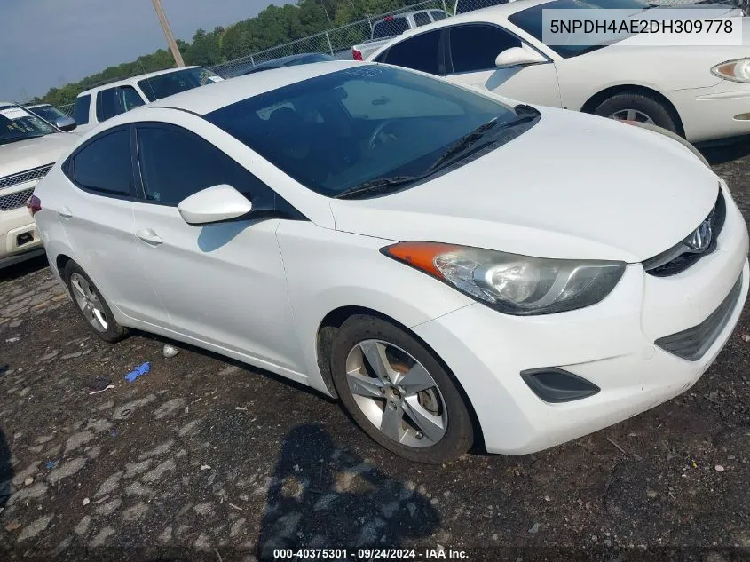 2013 Hyundai Elantra Gls VIN: 5NPDH4AE2DH309778 Lot: 40375301