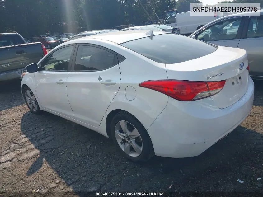 2013 Hyundai Elantra Gls VIN: 5NPDH4AE2DH309778 Lot: 40375301