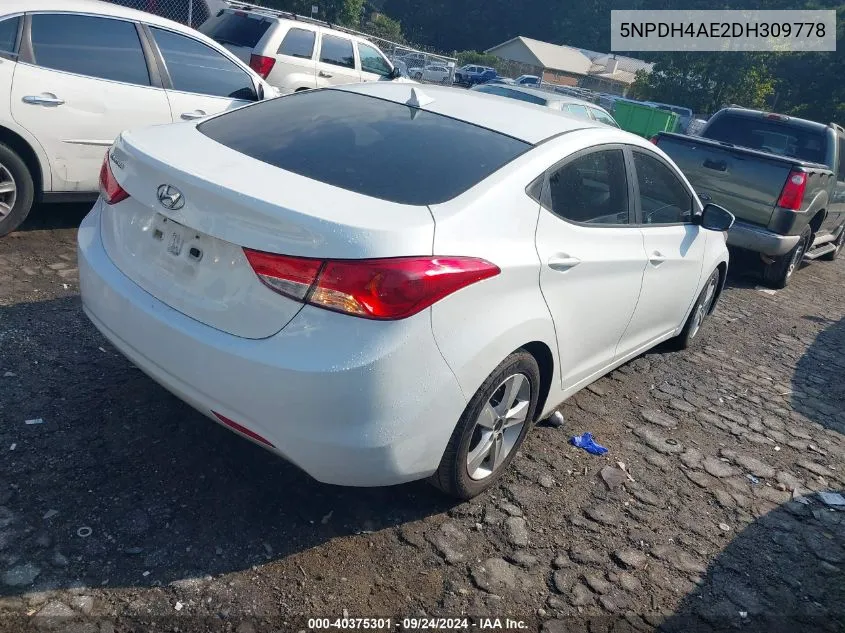 2013 Hyundai Elantra Gls VIN: 5NPDH4AE2DH309778 Lot: 40375301