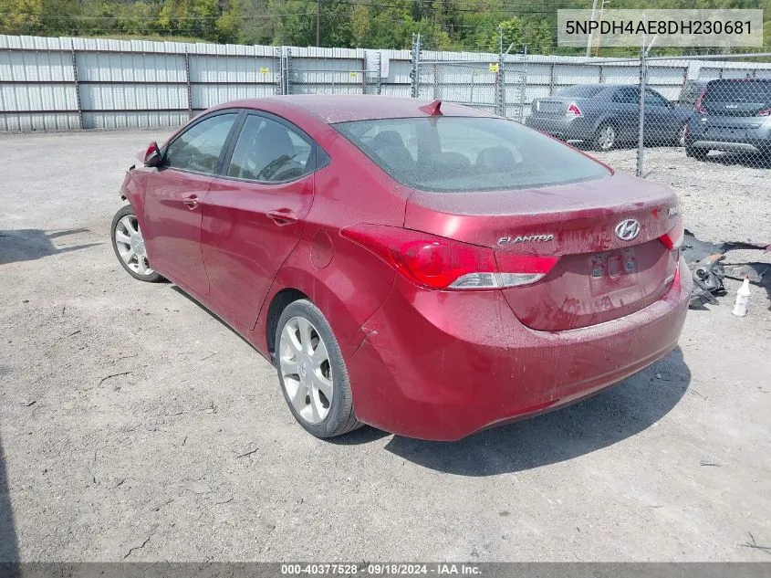 5NPDH4AE8DH230681 2013 Hyundai Elantra Limited