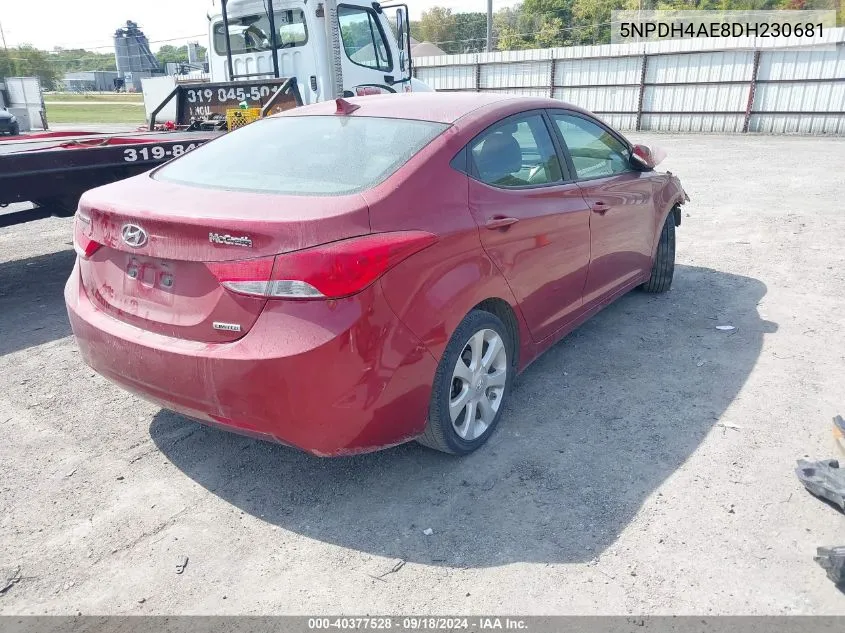 5NPDH4AE8DH230681 2013 Hyundai Elantra Limited