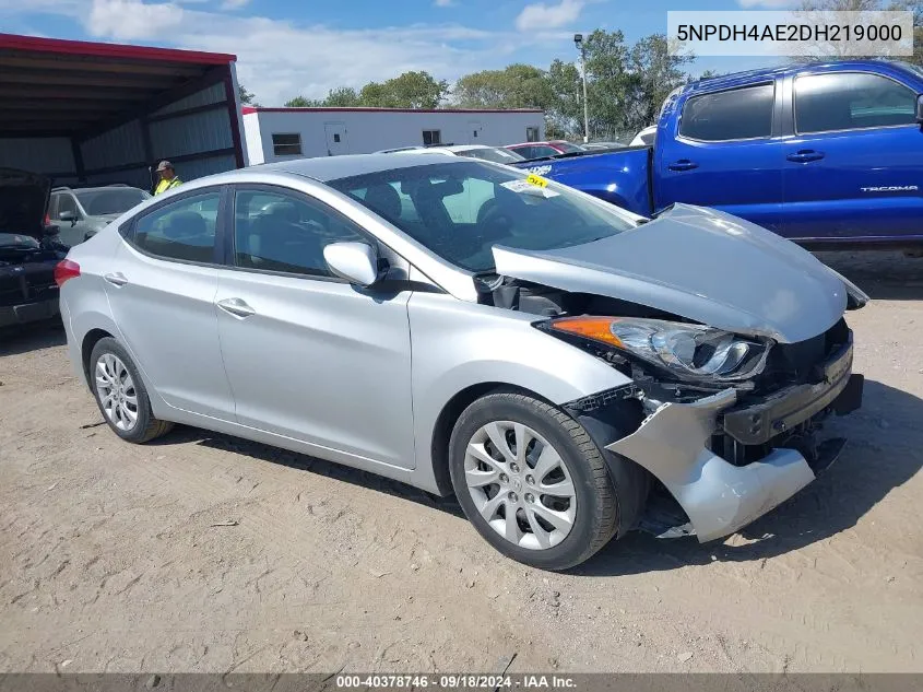 2013 Hyundai Elantra Gls VIN: 5NPDH4AE2DH219000 Lot: 40378746