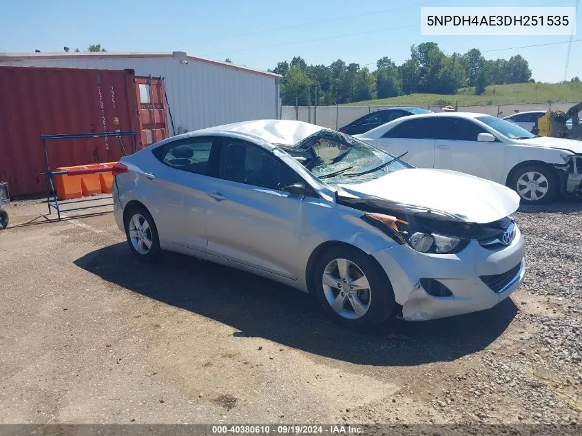 2013 Hyundai Elantra Gls VIN: 5NPDH4AE3DH251535 Lot: 40380610