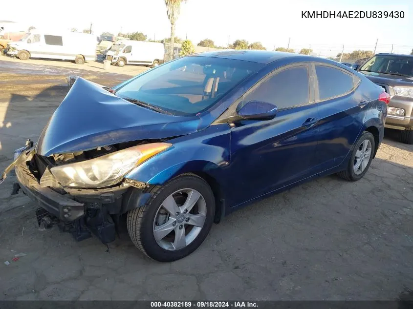 2013 Hyundai Elantra Gls VIN: KMHDH4AE2DU839430 Lot: 40382189