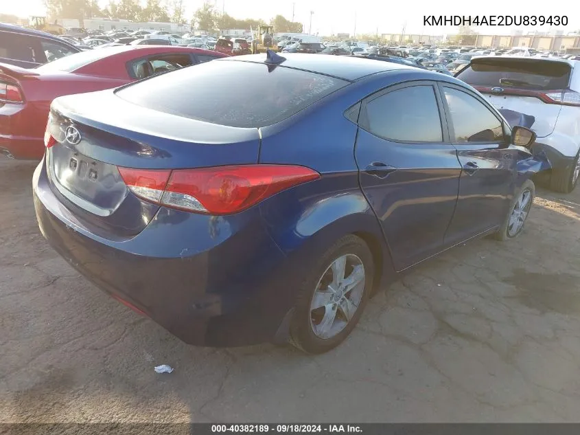 2013 Hyundai Elantra Gls VIN: KMHDH4AE2DU839430 Lot: 40382189