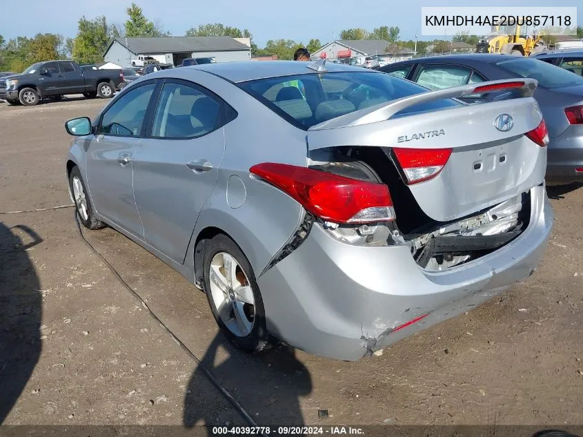 2013 Hyundai Elantra Gls VIN: KMHDH4AE2DU857118 Lot: 40392778