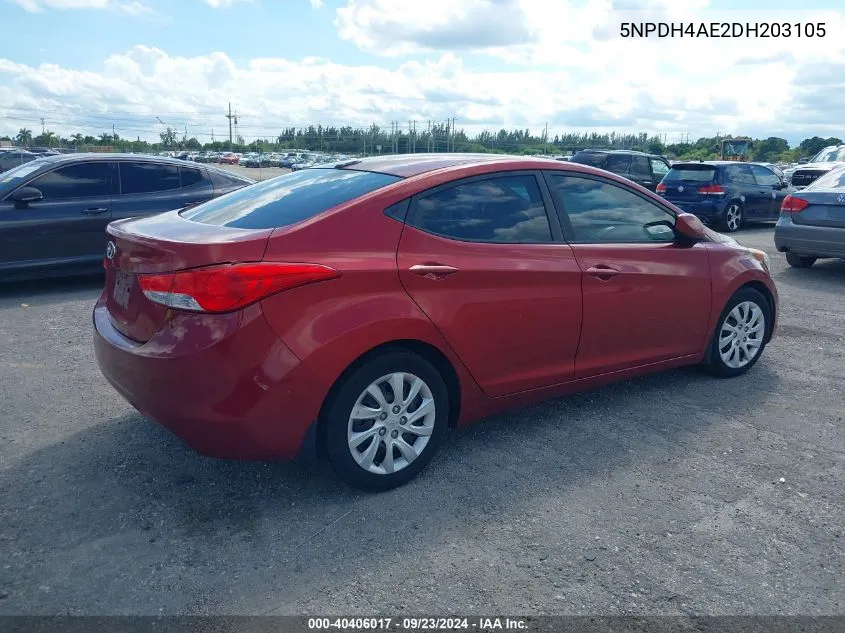 5NPDH4AE2DH203105 2013 Hyundai Elantra Gls