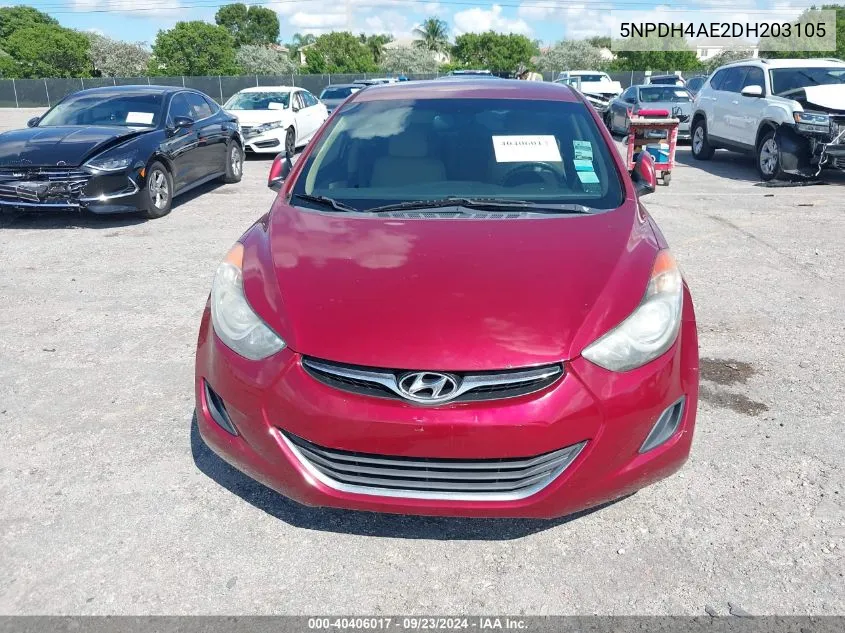 5NPDH4AE2DH203105 2013 Hyundai Elantra Gls