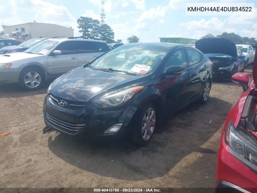 2013 Hyundai Elantra Gls/Limited VIN: KMHDH4AE4DU834522 Lot: 40410760