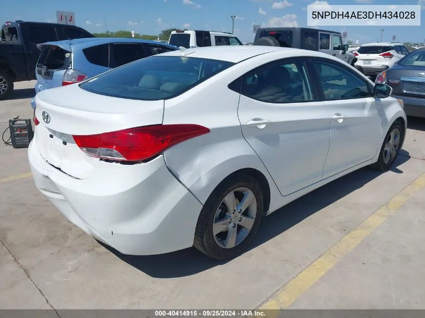 2013 Hyundai Elantra Gls VIN: 5NPDH4AE3DH434028 Lot: 40414915