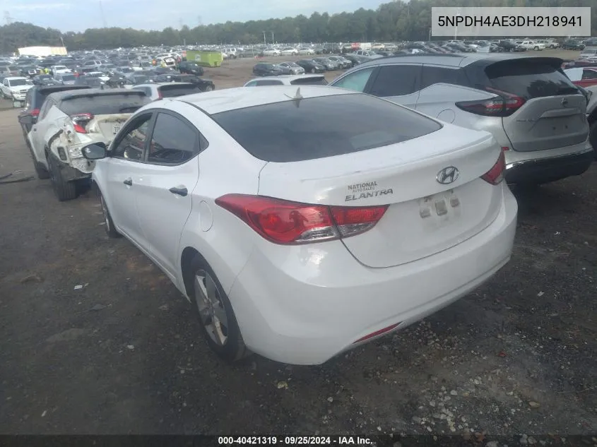 2013 Hyundai Elantra Gls VIN: 5NPDH4AE3DH218941 Lot: 40421319