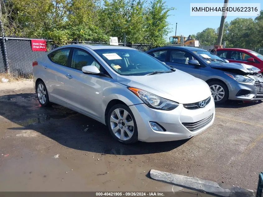 2013 Hyundai Elantra Limited VIN: KMHDH4AE4DU622316 Lot: 40421905