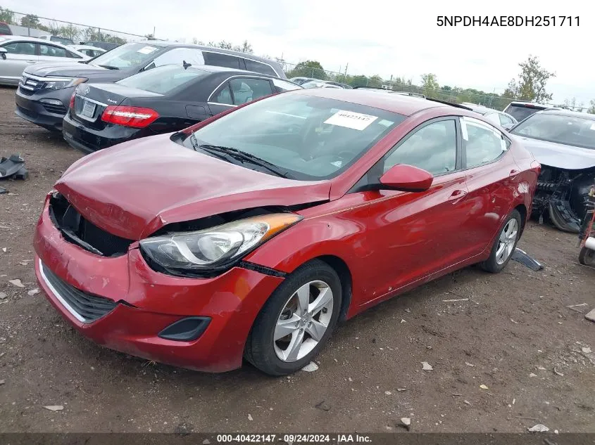 2013 Hyundai Elantra Gls VIN: 5NPDH4AE8DH251711 Lot: 40422147