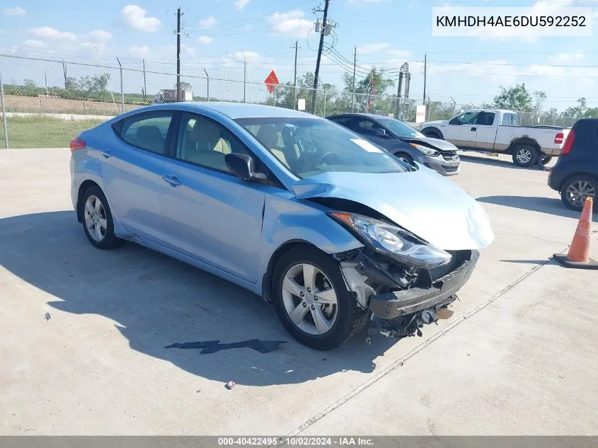 2013 Hyundai Elantra Gls VIN: KMHDH4AE6DU592252 Lot: 40422495