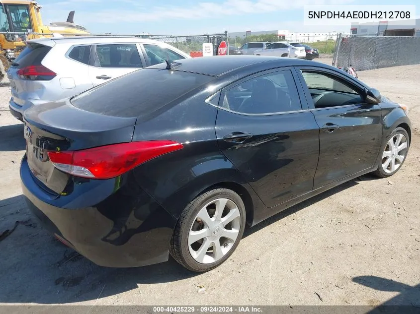 2013 Hyundai Elantra Gls/Limited VIN: 5NPDH4AE0DH212708 Lot: 40425229