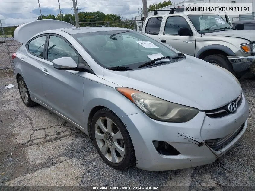 2013 Hyundai Elantra Limited VIN: KMHDH4AEXDU931191 Lot: 40434983