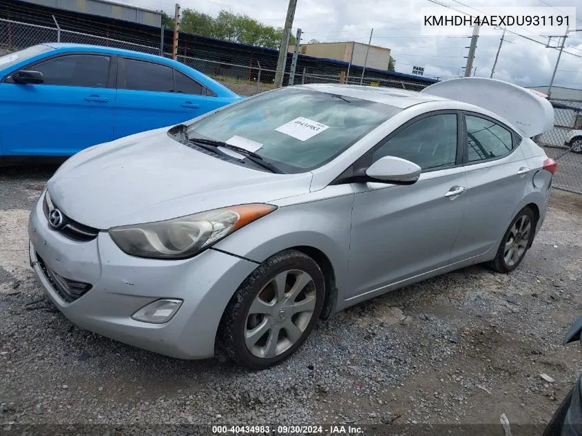 2013 Hyundai Elantra Limited VIN: KMHDH4AEXDU931191 Lot: 40434983