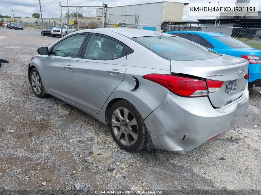 2013 Hyundai Elantra Limited VIN: KMHDH4AEXDU931191 Lot: 40434983