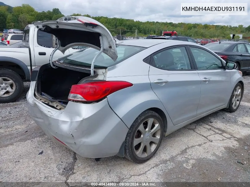 KMHDH4AEXDU931191 2013 Hyundai Elantra Limited