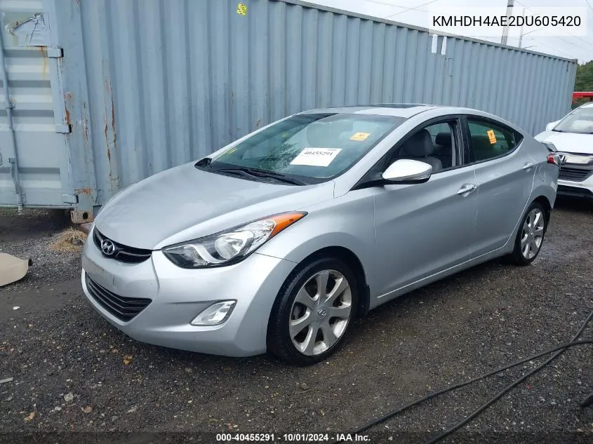 2013 Hyundai Elantra Limited VIN: KMHDH4AE2DU605420 Lot: 40455291