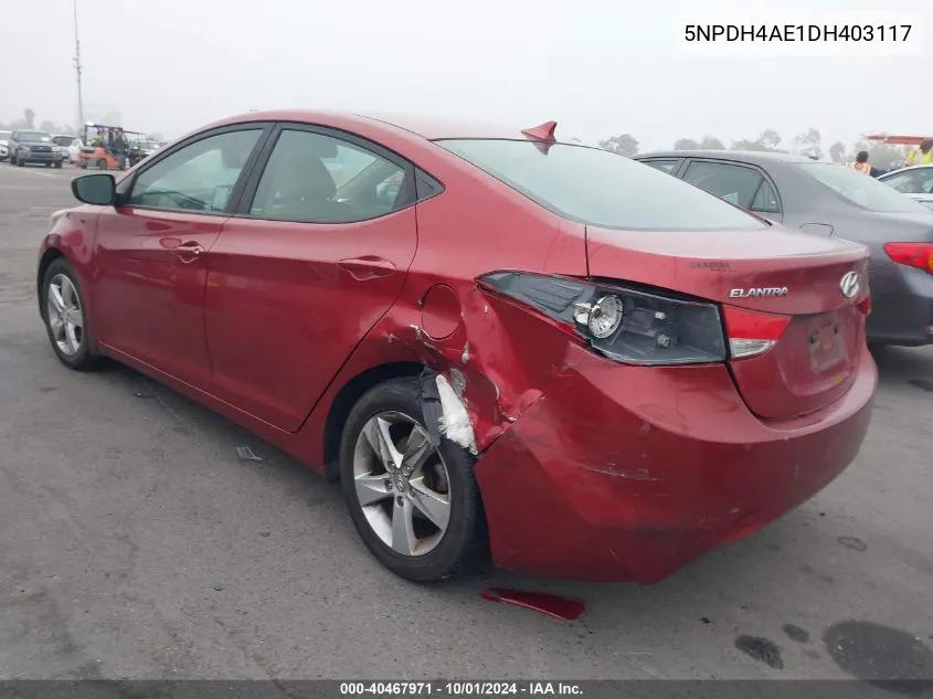 5NPDH4AE1DH403117 2013 Hyundai Elantra Gls