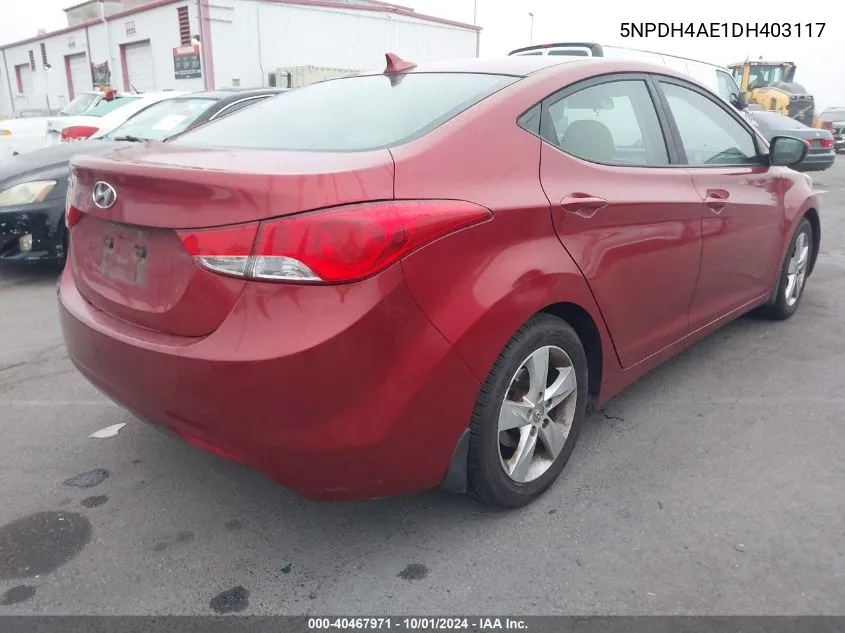 5NPDH4AE1DH403117 2013 Hyundai Elantra Gls