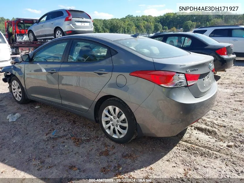 2013 Hyundai Elantra Gls VIN: 5NPDH4AE3DH171927 Lot: 40470809