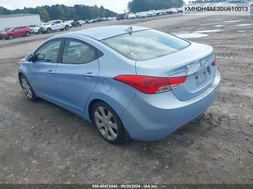 2013 Hyundai Elantra Limited VIN: KMHDH4AE3DU610013 Lot: 40472440