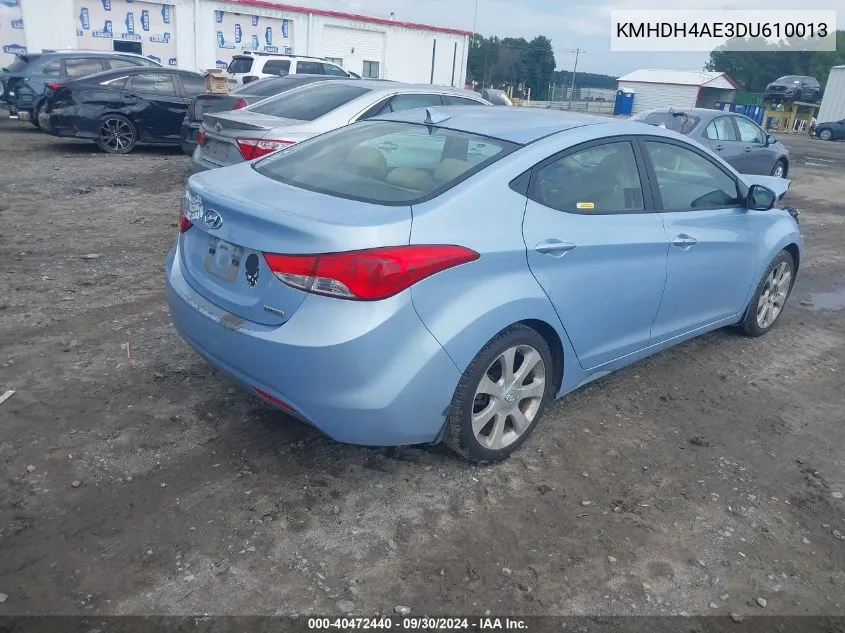 2013 Hyundai Elantra Limited VIN: KMHDH4AE3DU610013 Lot: 40472440