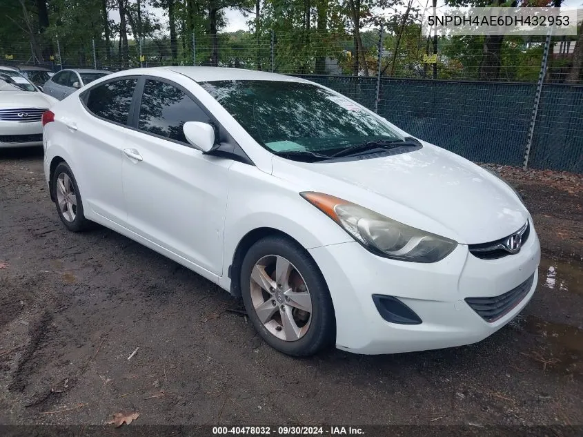 2013 Hyundai Elantra Gls VIN: 5NPDH4AE6DH432953 Lot: 40478032