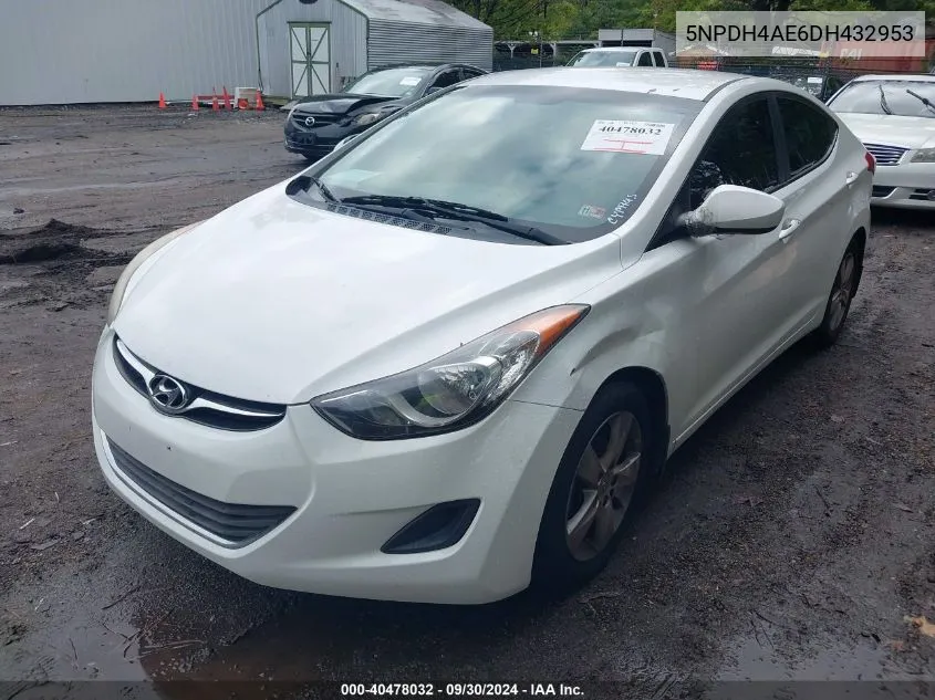 2013 Hyundai Elantra Gls VIN: 5NPDH4AE6DH432953 Lot: 40478032