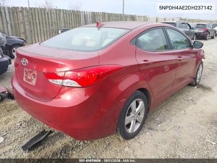 2013 Hyundai Elantra Gls VIN: 5NPDH4AE2DH237142 Lot: 40478654