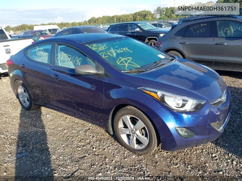 2013 Hyundai Elantra Gls VIN: 5NPDH4AE0DH361751 Lot: 40492623