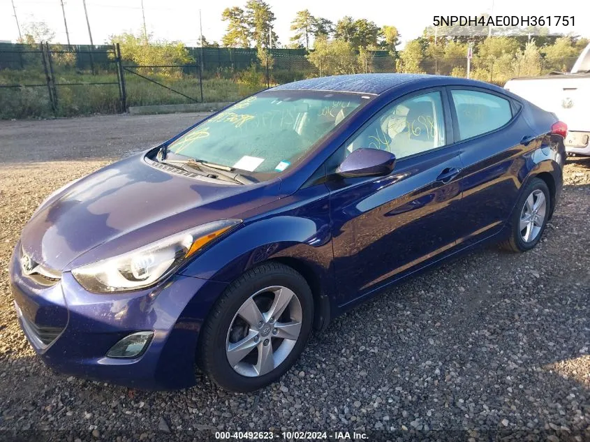 2013 Hyundai Elantra Gls VIN: 5NPDH4AE0DH361751 Lot: 40492623